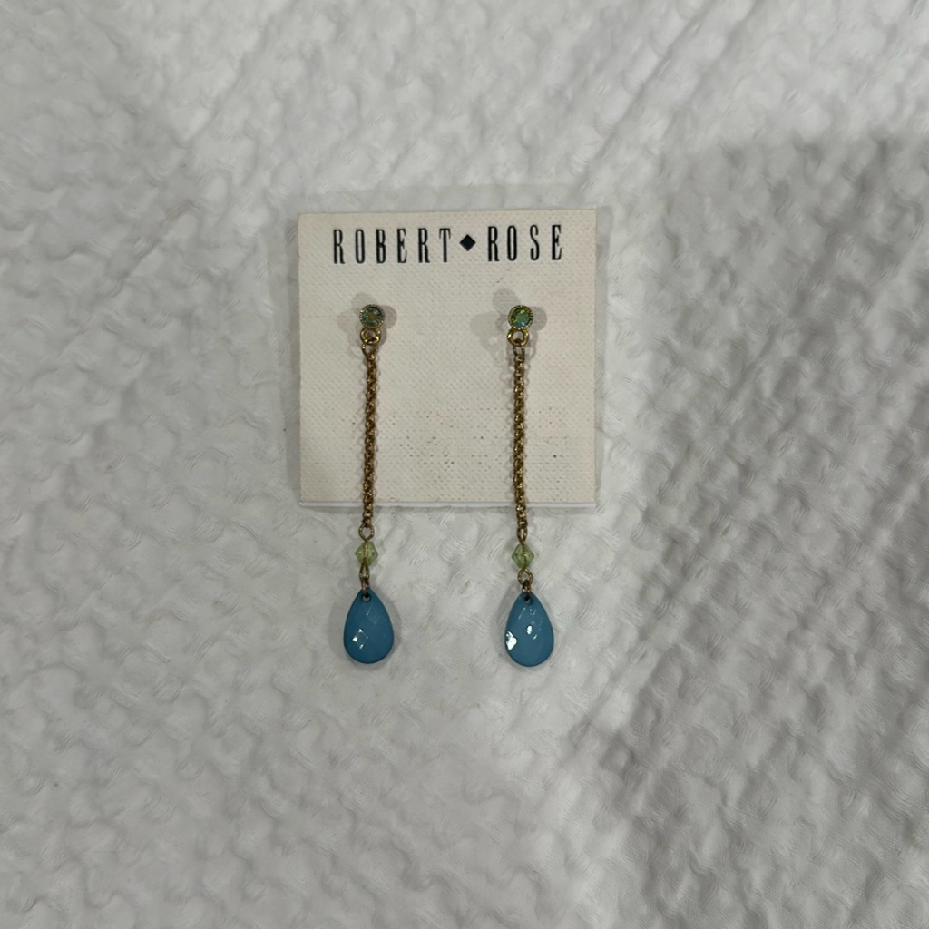 Robert Rose Gold Blue And Green Earrings Nwt 29$